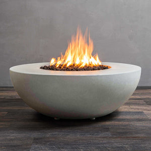 45" Round Gravity Concrete (GFRC) Fire Pit - Natural Gas - 110V Electronic Ignition System - White by Starfire Designs