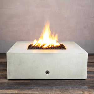 45" Square Gravity Concrete (GFRC) Fire Pit - Natural Gas - Match Lit Ignition - White by Starfire Designs
