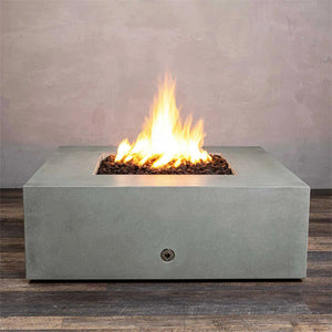 45" Square Rustic Gravity Concrete (GFRC) Fire Pit - Propane Gas Hardline - 110V CSA On/Off Electronic Ignition System - Natural Gray by Starfire Designs