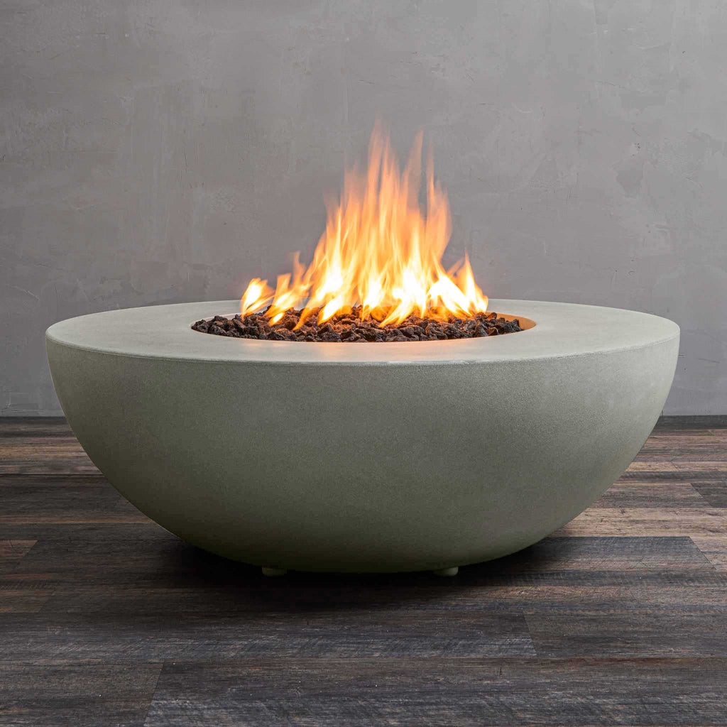 45" Round Gravity Concrete (GFRC) Fire Pit - Natural Gas - Flame Sense with Spark Ignition System - Natural Gray by Starfire Designs
