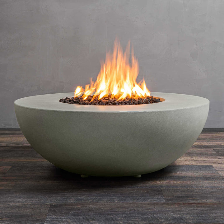 45" Round Gravity Concrete (GFRC) Fire Pit - Natural Gas - Flame Sense with Spark Ignition System - Natural Gray by Starfire Designs