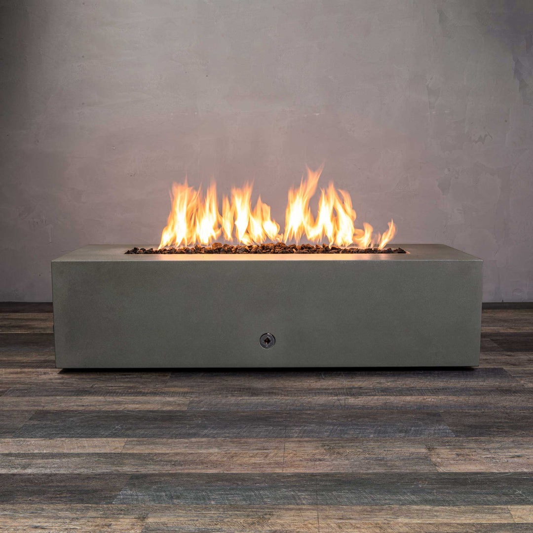 60" x 24" Rectangle Gravity Concrete (GFRC) Fire Pit - Natural Gas - 110V Electronic Ignition System - Brown by Starfire Designs