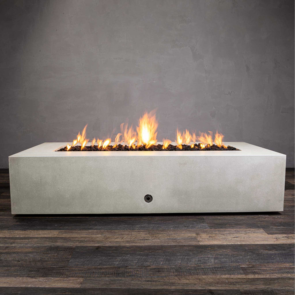 72" x 38" Rectangle Gravity Concrete (GFRC) Fire Pit - Natural Gas - 110V CSA Hi/Lo Electronic Ignition System w/Bluetooth & Handheld Remote - White by Starfire Designs