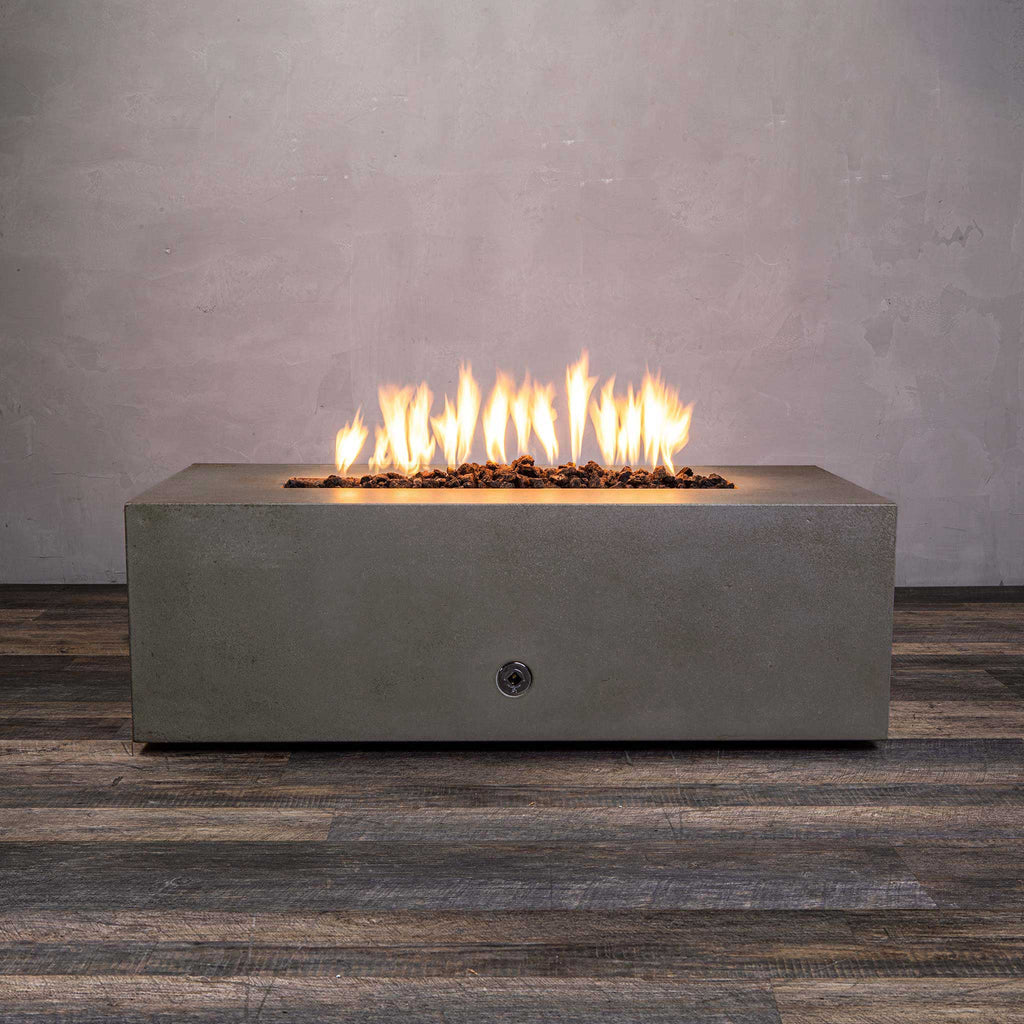 48" x 32" Rectangle Gravity Concrete (GFRC) Fire Pit - Natural Gas - 110V CSA Hi/Lo Electronic Ignition System w/Bluetooth & Handheld Remote - Brown by Starfire Designs