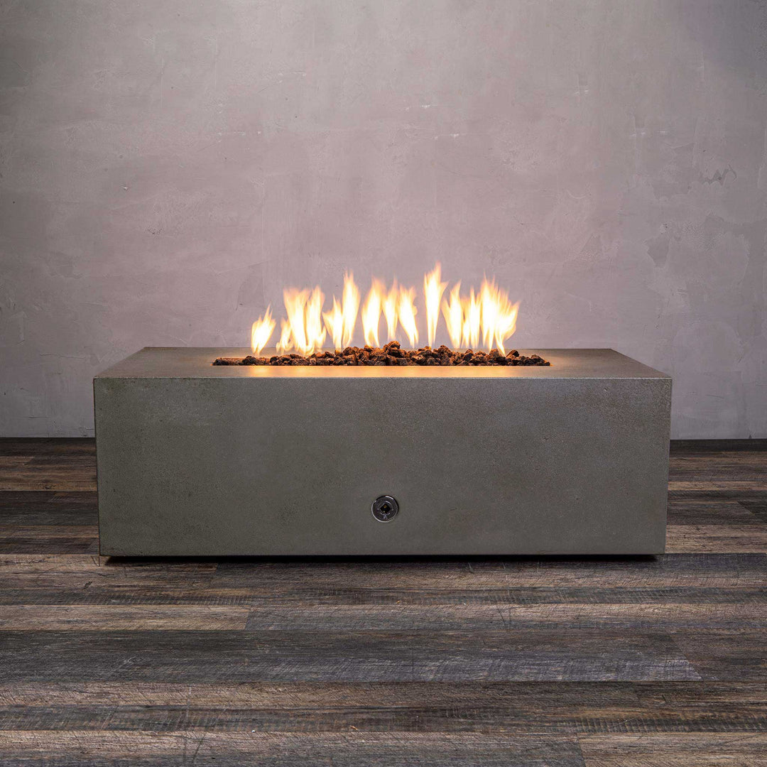 48" x 32" Rectangle Gravity Concrete (GFRC) Fire Pit - Natural Gas - 110V CSA Hi/Lo Electronic Ignition System w/Bluetooth & Handheld Remote - Brown by Starfire Designs