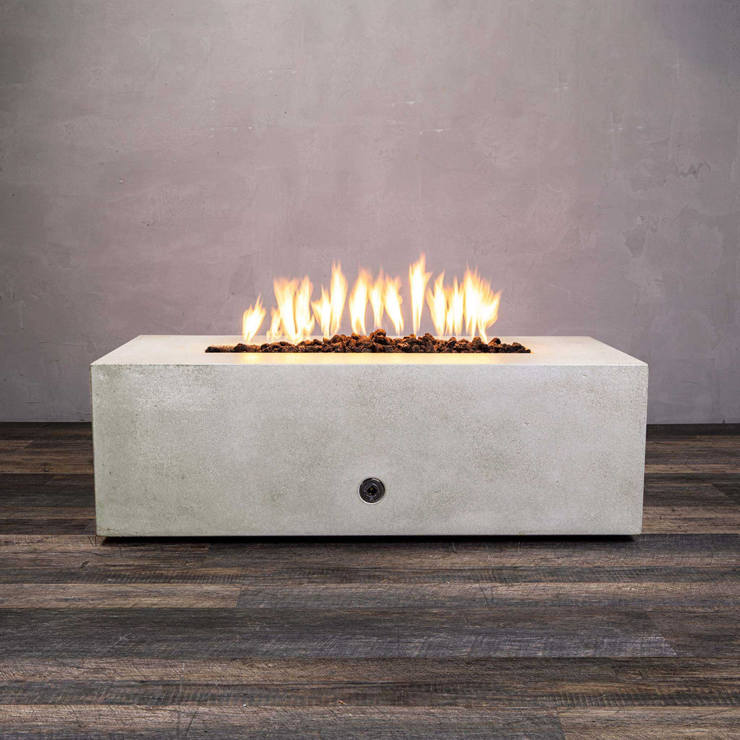 48" x 32" Rectangle Gravity Concrete (GFRC) Fire Pit - Natural Gas - 110V CSA Hi/Lo Electronic Ignition System w/Bluetooth & Handheld Remote - White by Starfire Designs