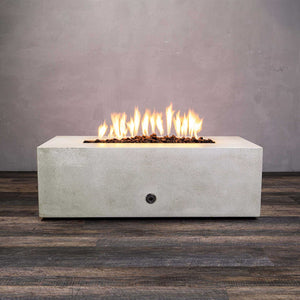 48" x 32" Rectangle Gravity Concrete (GFRC) Fire Pit - Propane Gas Hardline - 110V Electronic Ignition System - White by Starfire Designs