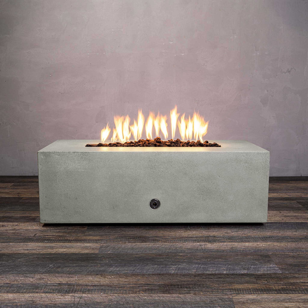 48" x 32" Rectangle Gravity Concrete (GFRC) Fire Pit - Propane Gas Hardline - Flame Sense with Spark Ignition System - Natural Gray by Starfire Designs