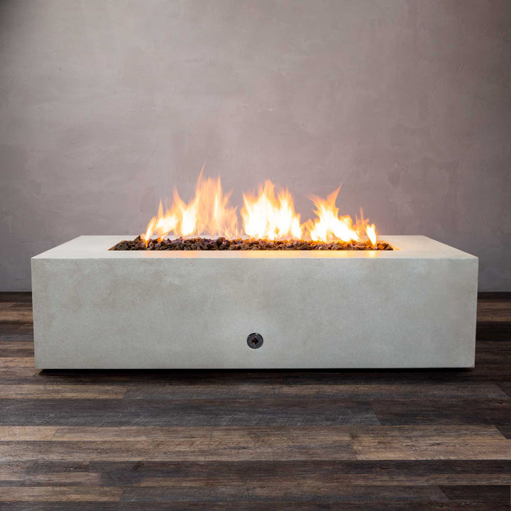60" x 32" Rectangle Gravity Concrete (GFRC) Fire Pit - Propane Gas Hardline - Match Lit Ignition - White by Starfire Designs