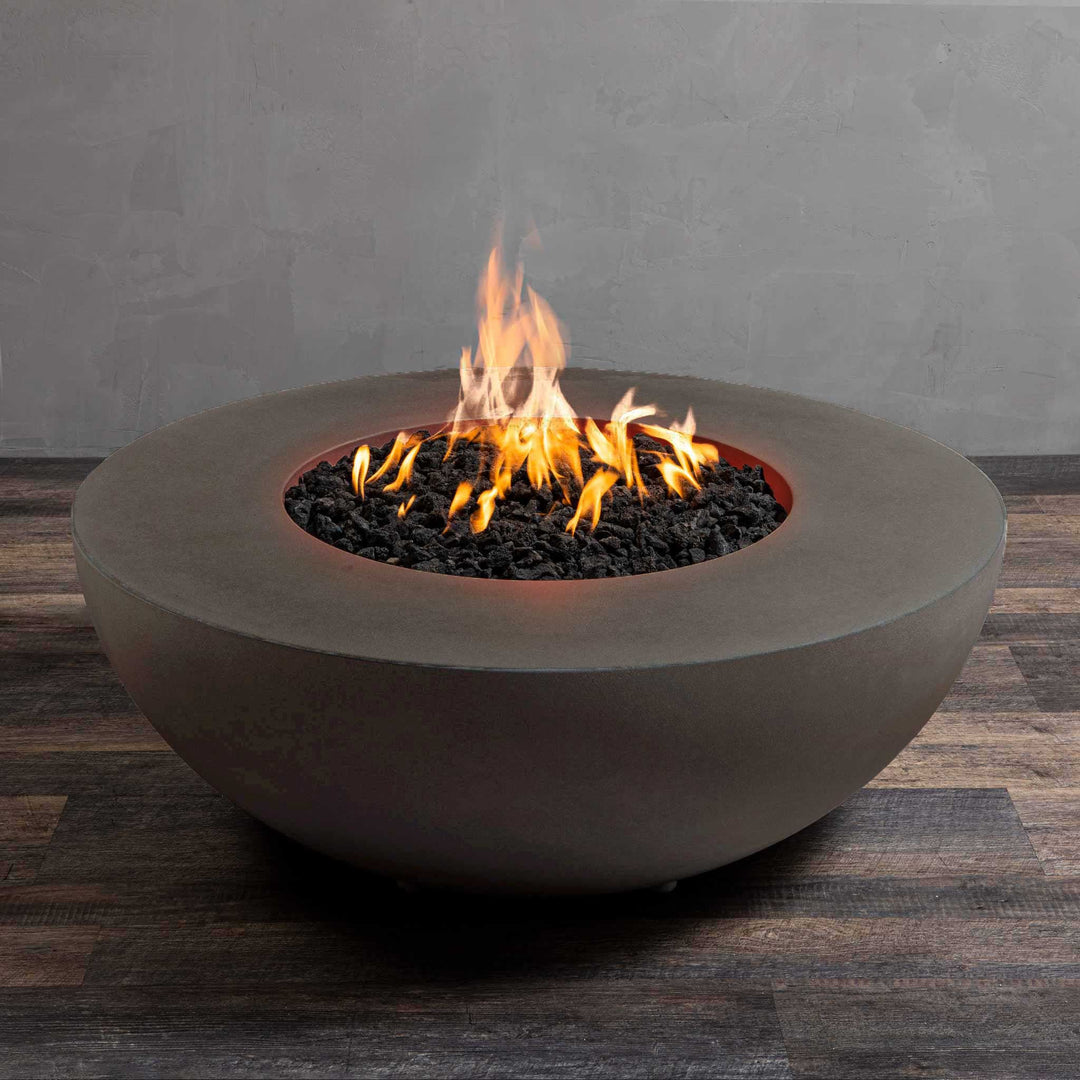 45" Round Gravity Concrete (GFRC) Fire Pit - Natural Gas - 110V CSA On/Off Electronic Ignition System - Brown by Starfire Designs