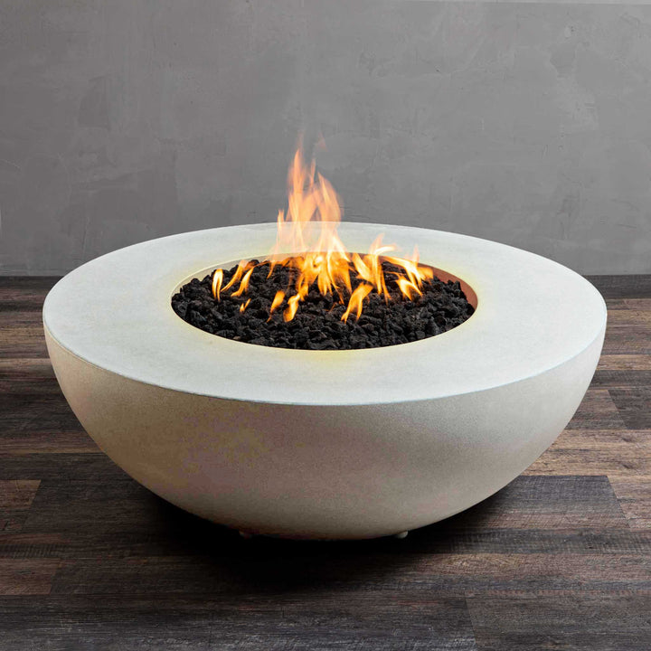 45" Round Gravity Concrete (GFRC) Fire Pit - Natural Gas - 110V Electronic Ignition System - White by Starfire Designs