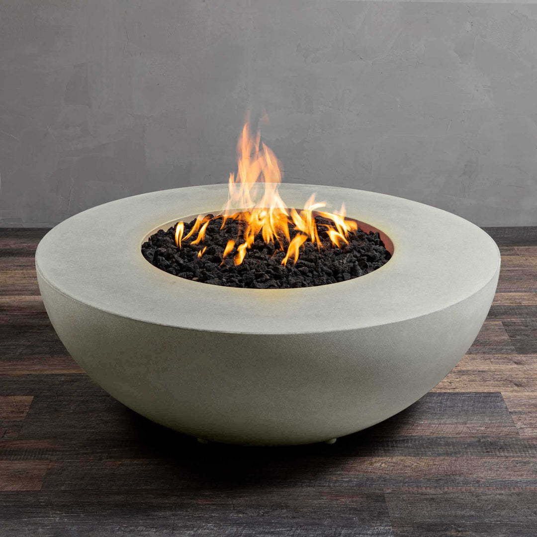 45" Round Gravity Concrete (GFRC) Fire Pit - Natural Gas - Flame Sense with Spark Ignition System - Natural Gray by Starfire Designs