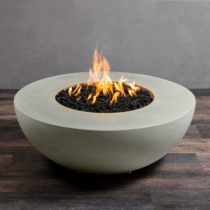 45" Round Gravity Concrete (GFRC) Fire Pit - Natural Gas - Flame Sense with Spark Ignition System - Natural Gray by Starfire Designs