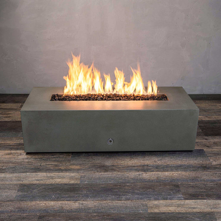 60" x 24" Rectangle Gravity Concrete (GFRC) Fire Pit - Natural Gas - 110V Electronic Ignition System - Brown by Starfire Designs