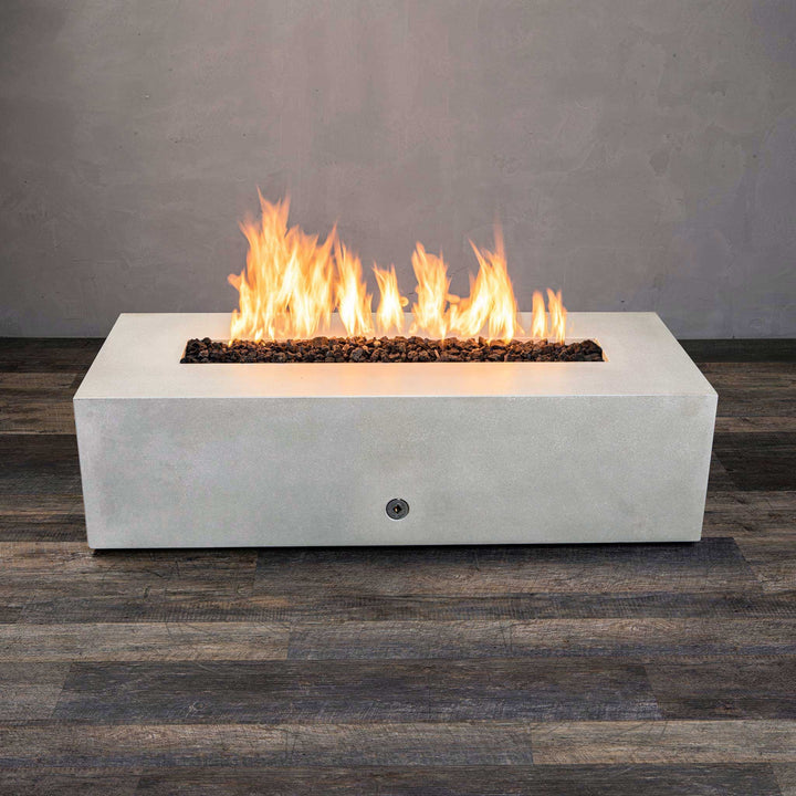 60" x 24" Rectangle Gravity Concrete (GFRC) Fire Pit - Propane Gas Hardline - 110V CSA On/Off Electronic Ignition System - White by Starfire Designs