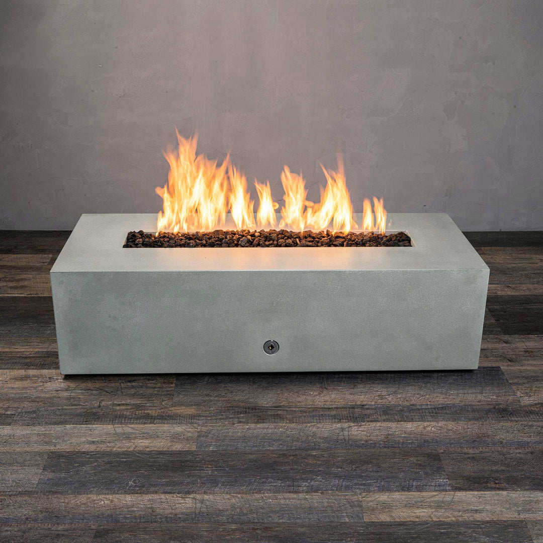60" x 24" Rectangle Gravity Concrete (GFRC) Fire Pit - Propane Gas Hardline - 110V CSA Hi/Lo Electronic Ignition System w/Bluetooth & Handheld Remote - Natural Gray by Starfire Designs