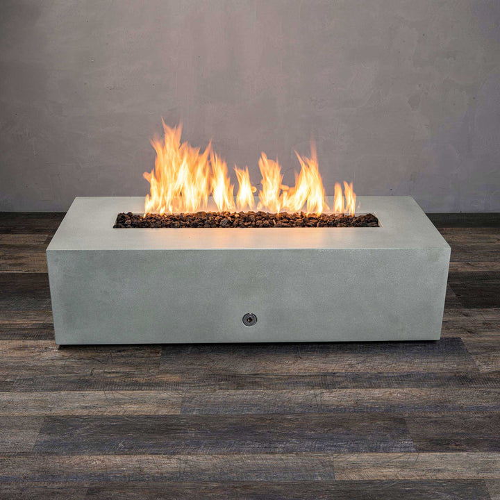 60" x 24" Rectangle Gravity Concrete (GFRC) Fire Pit - Propane Gas Hardline - 110V CSA Hi/Lo Electronic Ignition System w/Bluetooth & Handheld Remote - Natural Gray by Starfire Designs