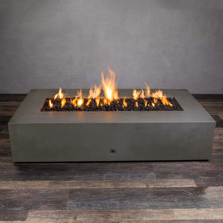 72" x 38" Rectangle Gravity Concrete (GFRC) Fire Pit - Natural Gas - 110V Electronic Ignition System - Brown by Starfire Designs