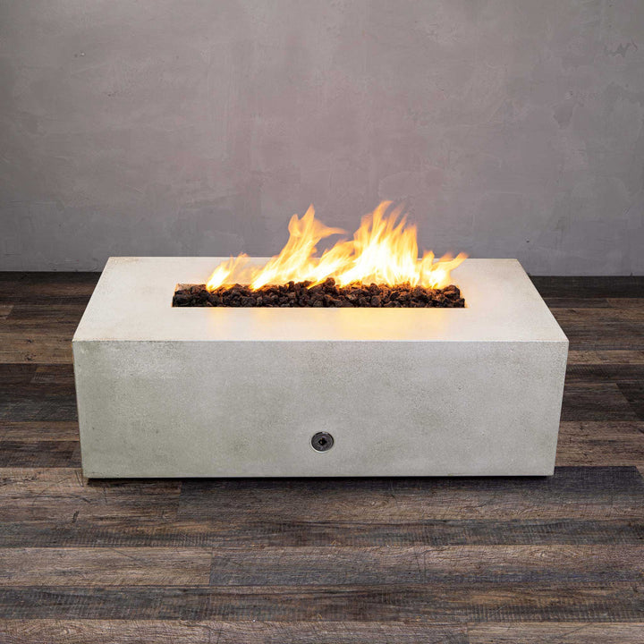 48" x 32" Rectangle Gravity Concrete (GFRC) Fire Pit - Natural Gas - 110V CSA Hi/Lo Electronic Ignition System w/Bluetooth & Handheld Remote - White by Starfire Designs