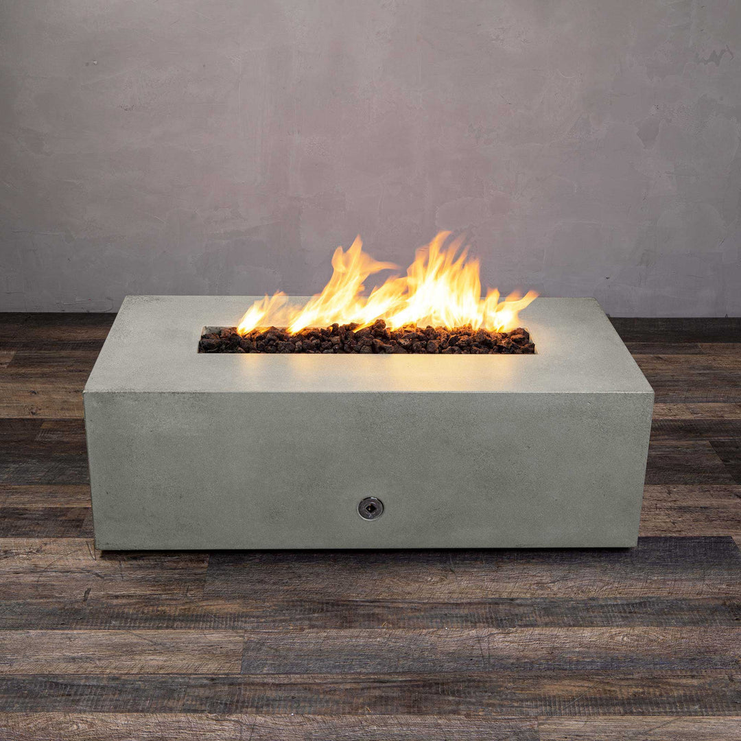 48" x 32" Rectangle Gravity Concrete (GFRC) Fire Pit - Propane Gas Hardline - Flame Sense with Spark Ignition System - Natural Gray by Starfire Designs