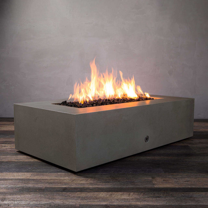 60" x 32" Rectangle Gravity Concrete (GFRC) Fire Pit - Natural Gas - 110V CSA Hi/Lo Electronic Ignition System w/Bluetooth & Handheld Remote - Brown by Starfire Designs