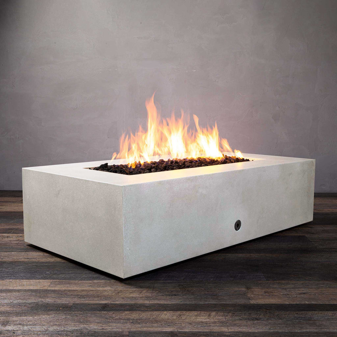 60" x 32" Rectangle Gravity Concrete (GFRC) Fire Pit - Propane Gas Hardline - Match Lit Ignition - White by Starfire Designs