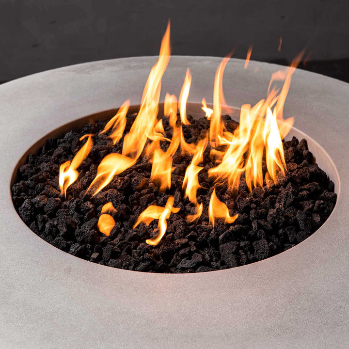 45" Round Gravity Concrete (GFRC) Fire Pit - Natural Gas - Push Button Spark Ignition - White by Starfire Designs