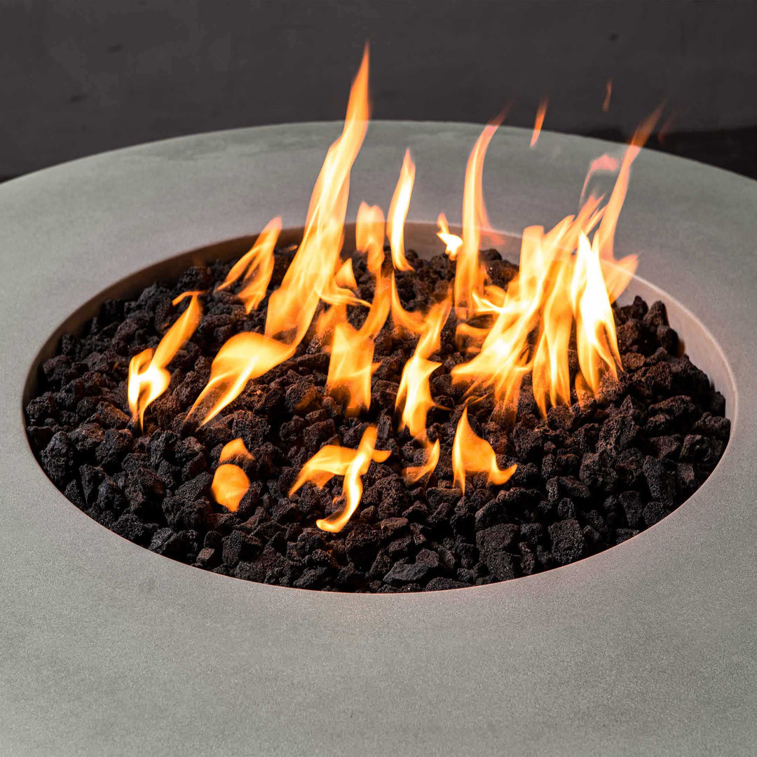 45" Round Gravity Concrete (GFRC) Fire Pit - Natural Gas - Flame Sense with Spark Ignition System - Natural Gray by Starfire Designs