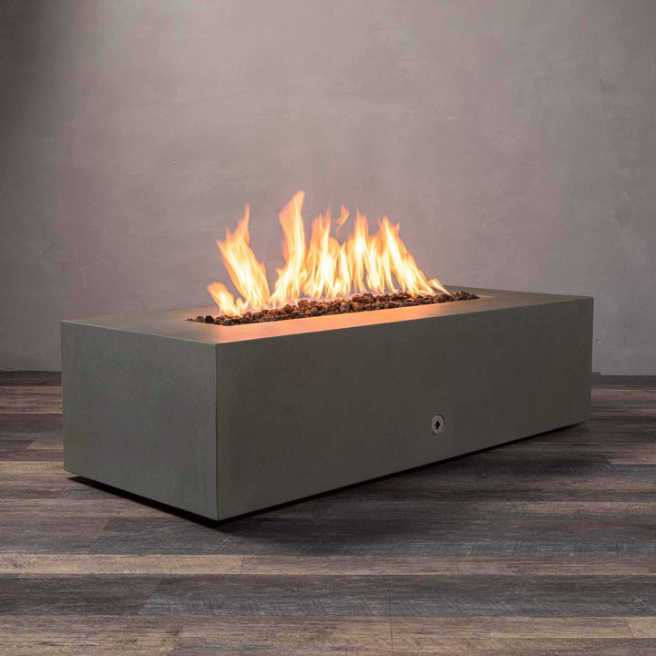 60" x 24" Rectangle Gravity Concrete (GFRC) Fire Pit - Propane Gas Hardline - Push Button Spark Ignition - Brown by Starfire Designs