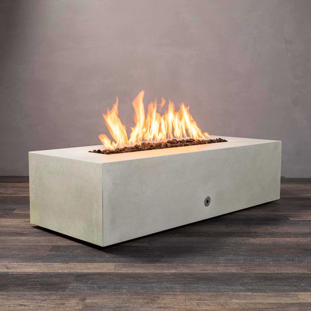60" x 24" Rectangle Gravity Concrete (GFRC) Fire Pit - Propane Gas Hardline - 110V CSA On/Off Electronic Ignition System - White by Starfire Designs