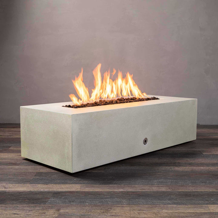 60" x 24" Rectangle Gravity Concrete (GFRC) Fire Pit - Propane Gas Hardline - 110V CSA On/Off Electronic Ignition System - White by Starfire Designs