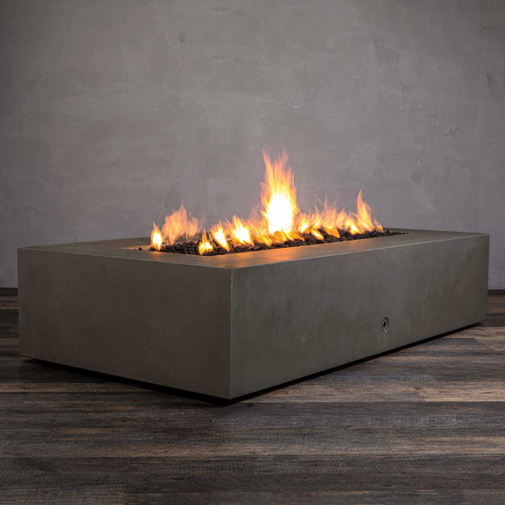 72" x 38" Rectangle Gravity Concrete (GFRC) Fire Pit - Propane Gas Hardline - 110V Electronic Ignition System - Brown by Starfire Designs