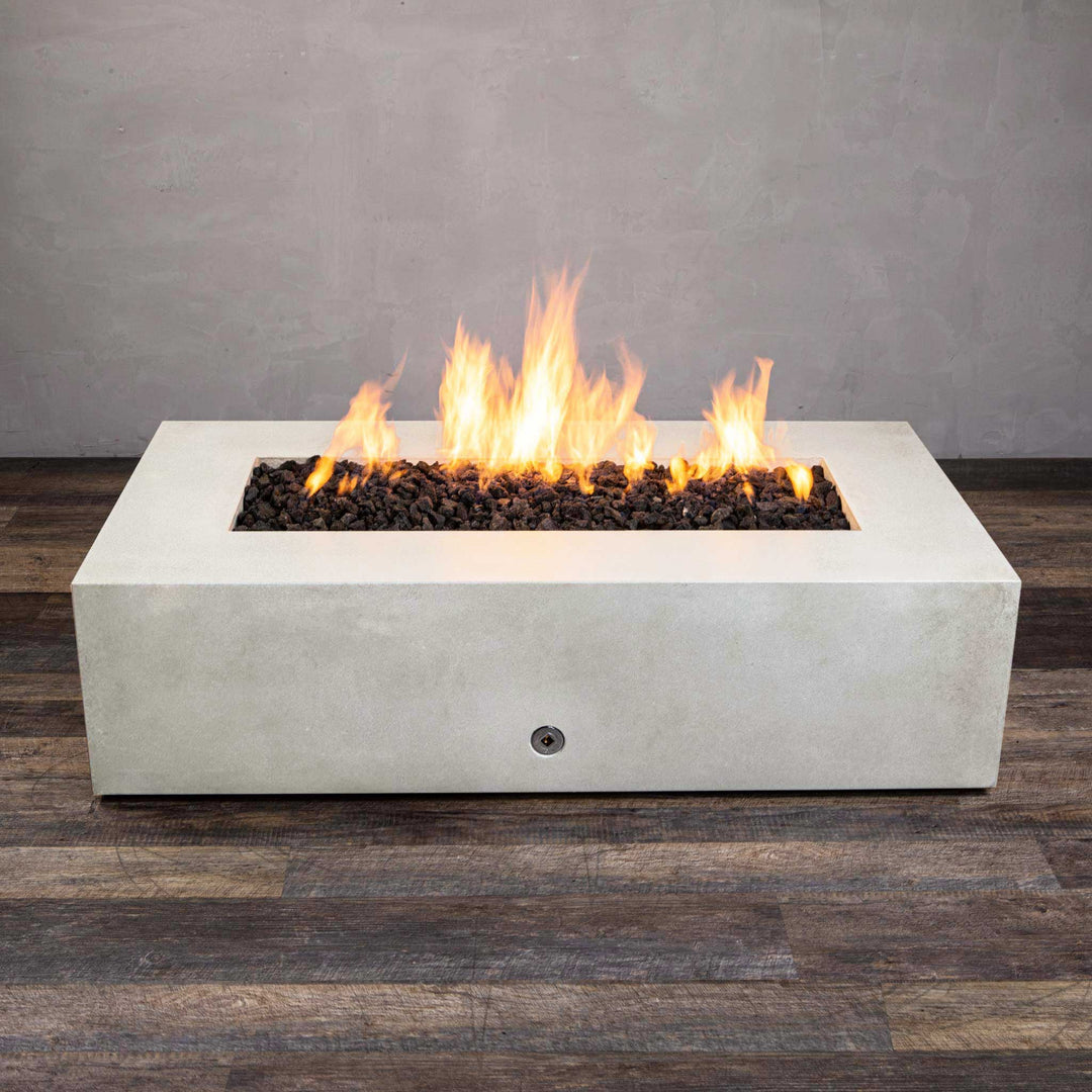 60" x 32" Rectangle Gravity Concrete (GFRC) Fire Pit - Propane Gas Hardline - Match Lit Ignition - White by Starfire Designs