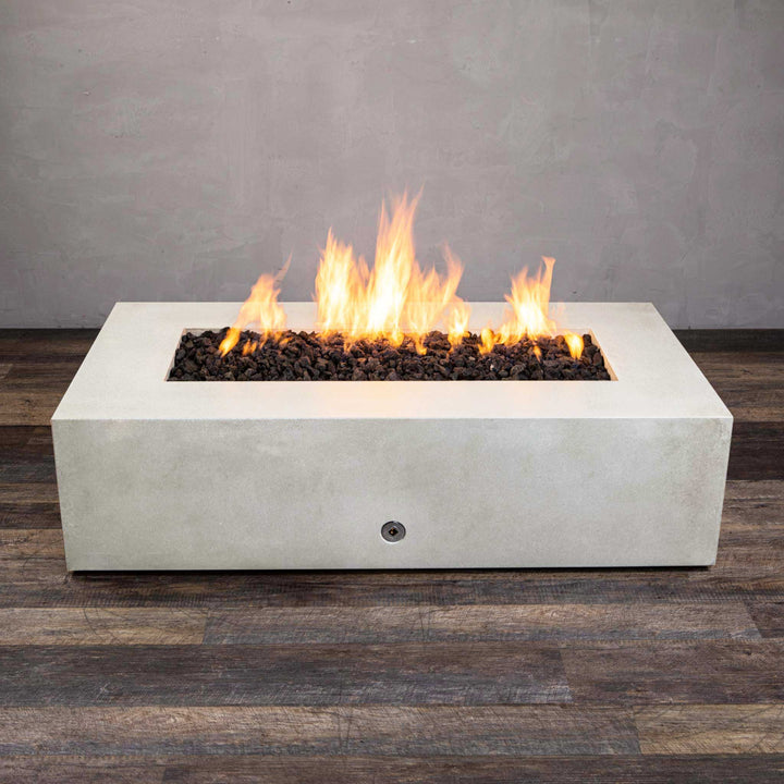 60" x 32" Rectangle Gravity Concrete (GFRC) Fire Pit - Propane Gas Hardline - Match Lit Ignition - White by Starfire Designs