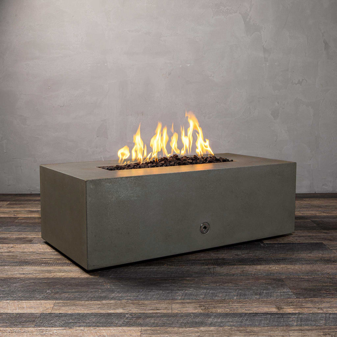 48" x 32" Rectangle Gravity Concrete (GFRC) Fire Pit - Natural Gas - 110V CSA Hi/Lo Electronic Ignition System w/Bluetooth & Handheld Remote - Brown by Starfire Designs