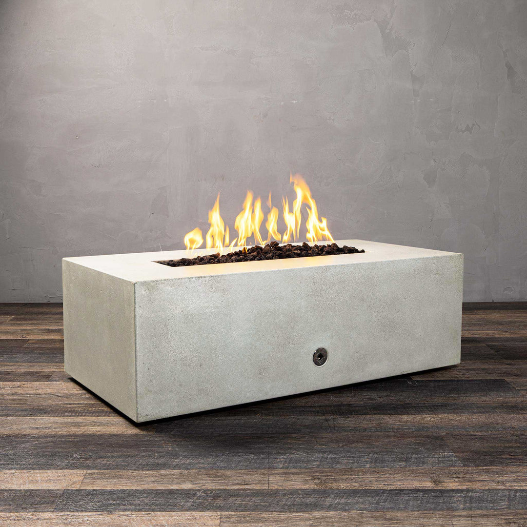 48" x 32" Rectangle Gravity Concrete (GFRC) Fire Pit - Natural Gas - 110V CSA Hi/Lo Electronic Ignition System w/Bluetooth & Handheld Remote - White by Starfire Designs