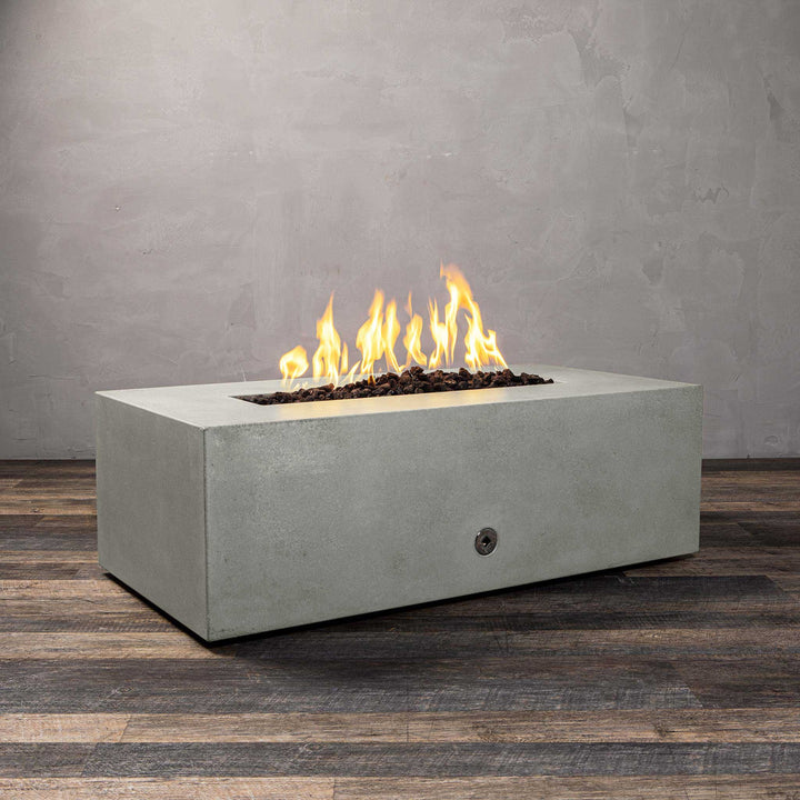 48" x 32" Rectangle Gravity Concrete (GFRC) Fire Pit - Propane Gas Hardline - Flame Sense with Spark Ignition System - Natural Gray by Starfire Designs
