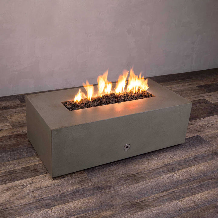 48" x 32" Rectangle Gravity Concrete (GFRC) Fire Pit - Natural Gas - 110V CSA Hi/Lo Electronic Ignition System w/Bluetooth & Handheld Remote - Brown by Starfire Designs