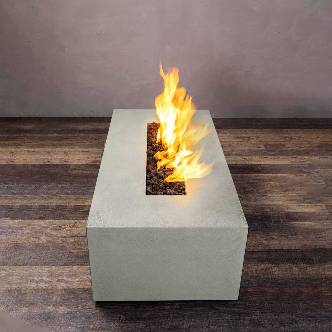 48" x 32" Rectangle Gravity Concrete (GFRC) Fire Pit - Natural Gas - 110V Electronic Ignition System - Natural Gray by Starfire Designs