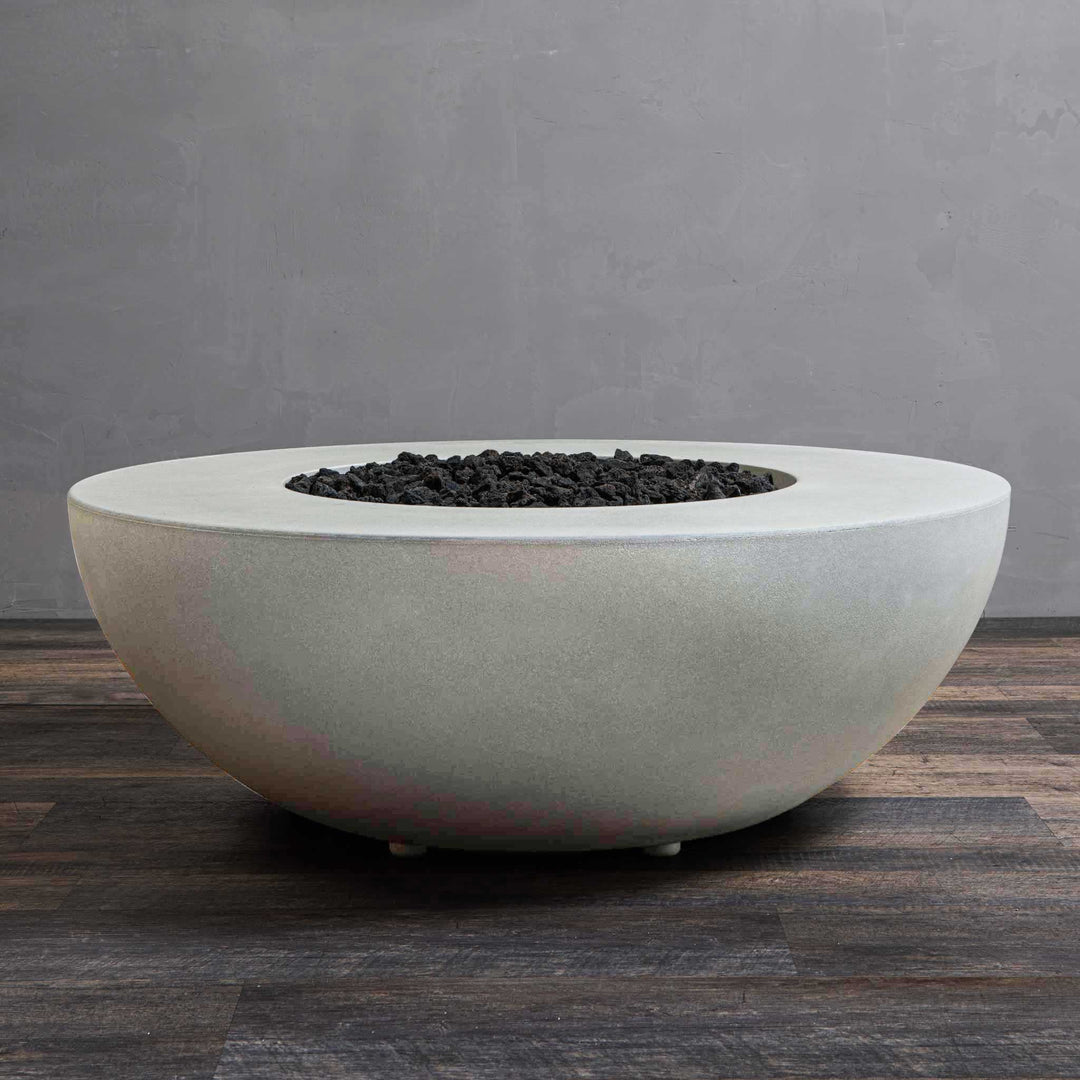 45" Round Gravity Concrete (GFRC) Fire Pit - Natural Gas - Push Button Spark Ignition - White by Starfire Designs