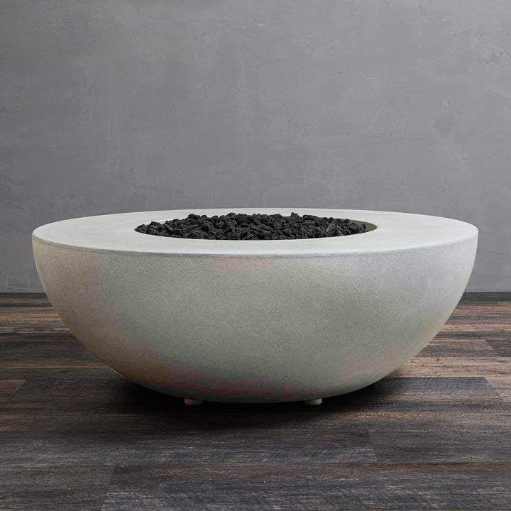 45" Round Gravity Concrete (GFRC) Fire Pit - Natural Gas - Push Button Spark Ignition - White by Starfire Designs