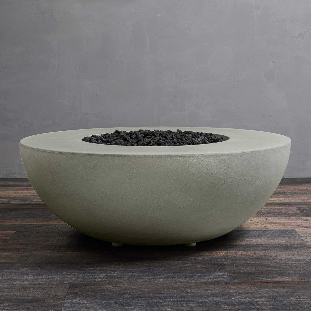 45" Round Gravity Concrete (GFRC) Fire Pit - Natural Gas - Flame Sense with Spark Ignition System - Natural Gray by Starfire Designs