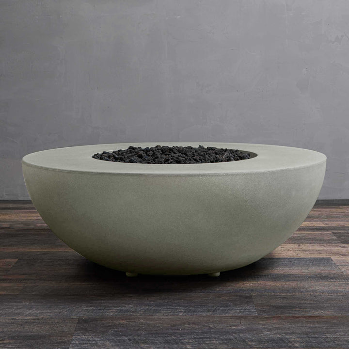 45" Round Gravity Concrete (GFRC) Fire Pit - Natural Gas - Flame Sense with Spark Ignition System - Natural Gray by Starfire Designs