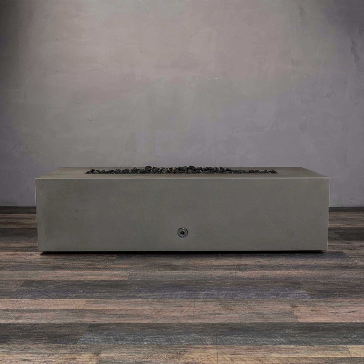60" x 24" Rectangle Gravity Concrete (GFRC) Fire Pit - Propane Gas Hardline - Push Button Spark Ignition - Brown by Starfire Designs