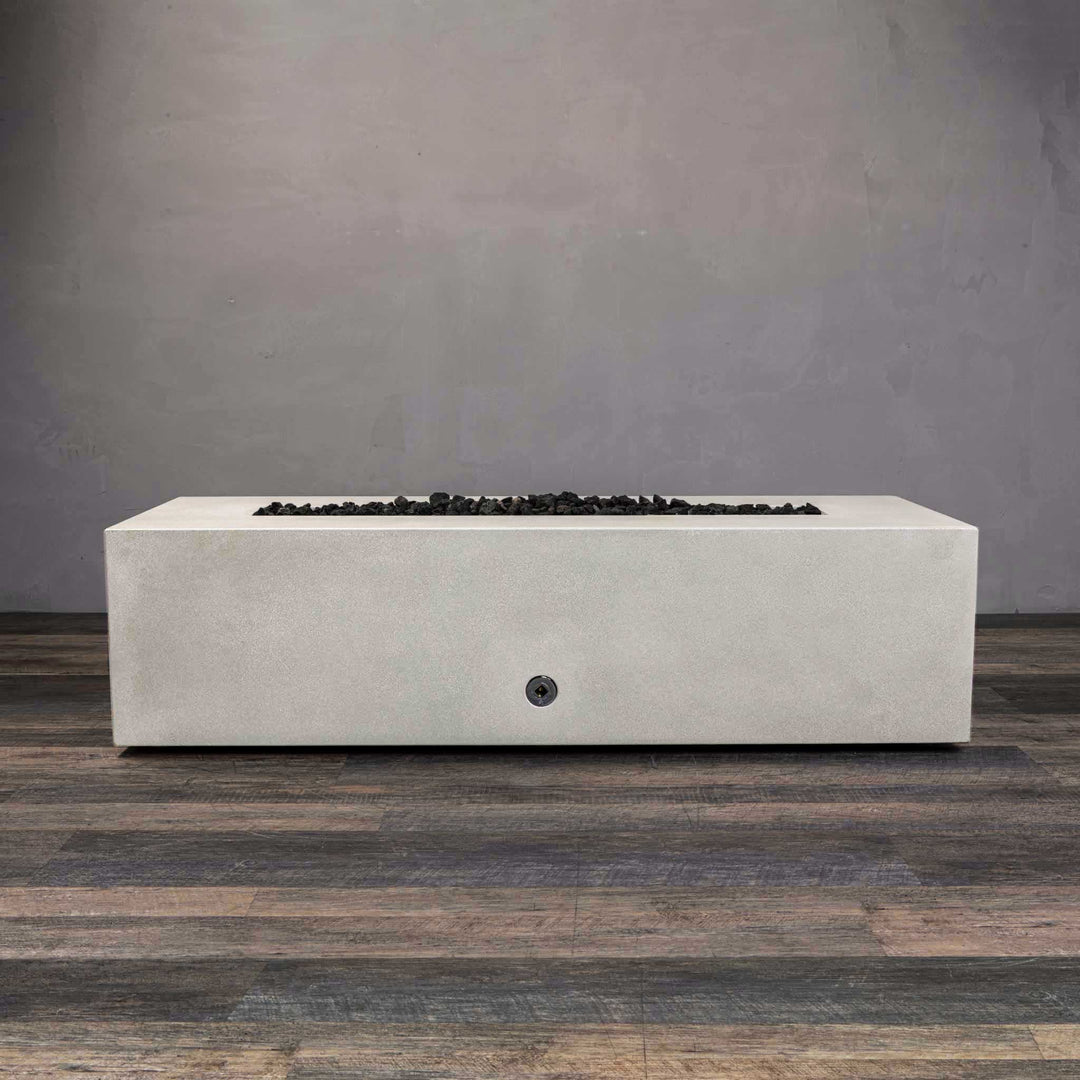 60" x 24" Rectangle Gravity Concrete (GFRC) Fire Pit - Propane Gas Hardline - Flame Sense with Spark Ignition System - White by Starfire Designs