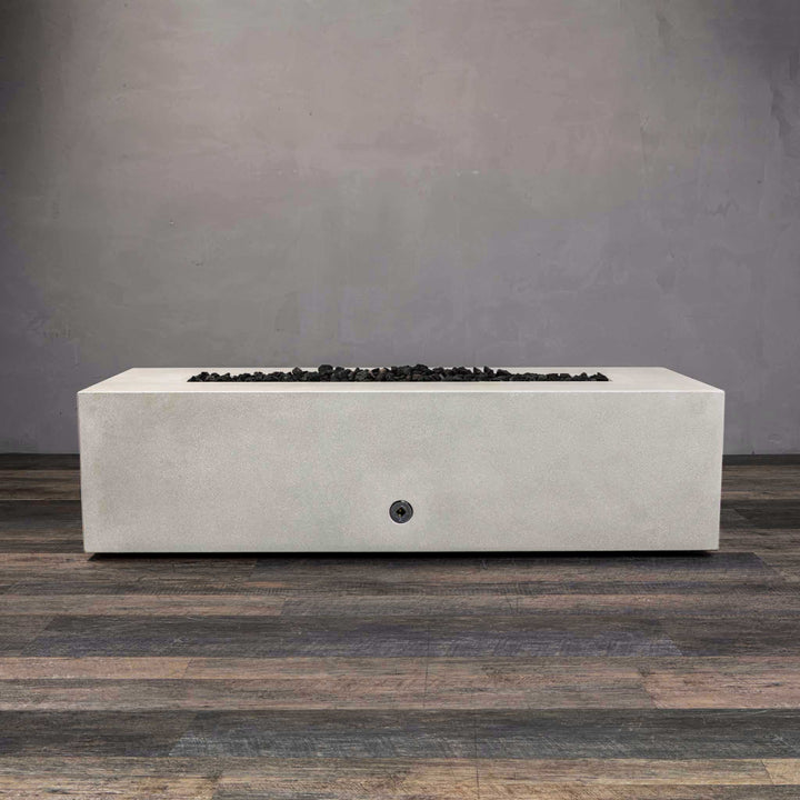 60" x 24" Rectangle Gravity Concrete (GFRC) Fire Pit - Propane Gas Hardline - Flame Sense with Spark Ignition System - White by Starfire Designs