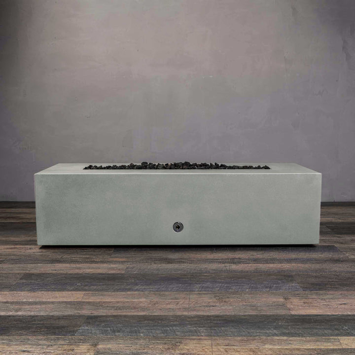 60" x 24" Rectangle Gravity Concrete (GFRC) Fire Pit - Propane Gas Hardline - 110V CSA Hi/Lo Electronic Ignition System w/Bluetooth & Handheld Remote - Natural Gray by Starfire Designs