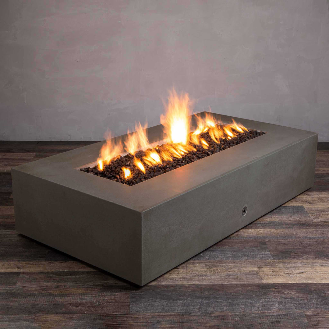 72" x 38" Rectangle Gravity Concrete (GFRC) Fire Pit - Natural Gas - Push Button Spark Ignition - Brown by Starfire Designs