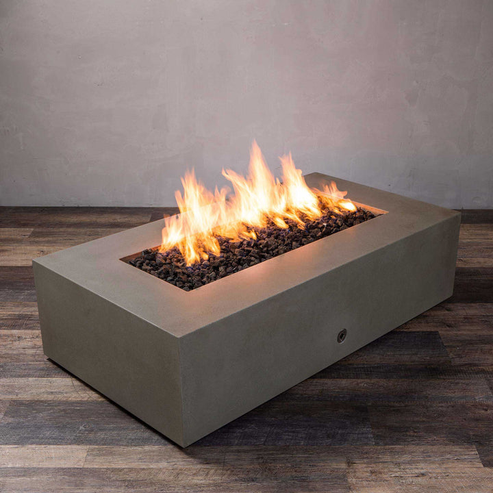 60" x 32" Rectangle Gravity Concrete (GFRC) Fire Pit - Natural Gas - 110V CSA Hi/Lo Electronic Ignition System w/Bluetooth & Handheld Remote - Brown by Starfire Designs