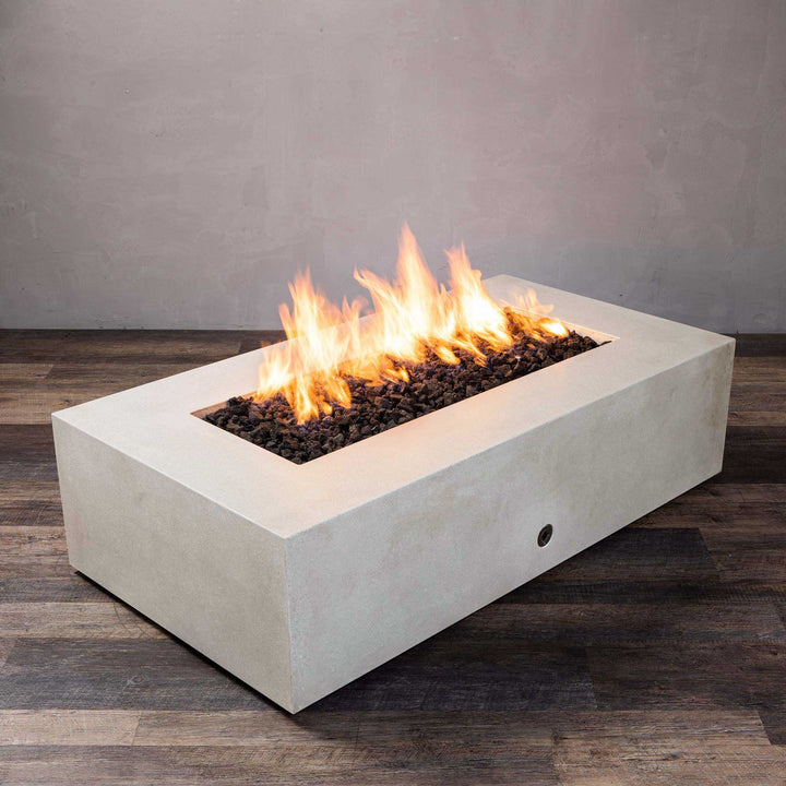 60" x 32" Rectangle Gravity Concrete (GFRC) Fire Pit - Propane Gas Hardline - Match Lit Ignition - White by Starfire Designs
